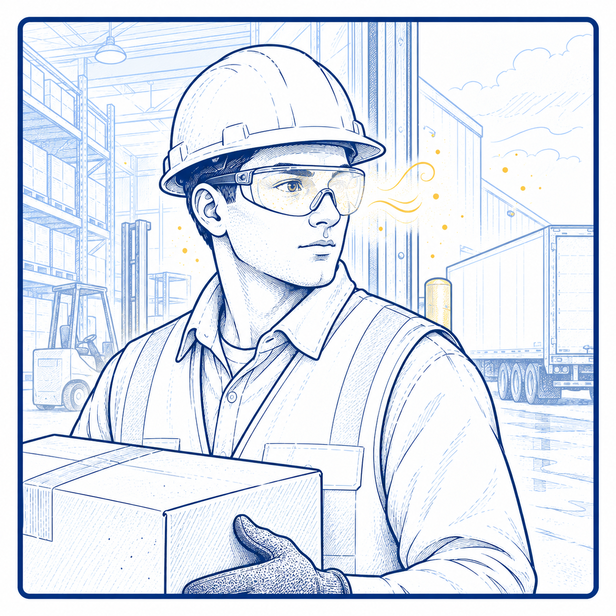 Lens Fogging from Warehouse Temperature Changes Warehouse safety glasses exposed to indoor and outdoor temperature changes that may cause lens fogging