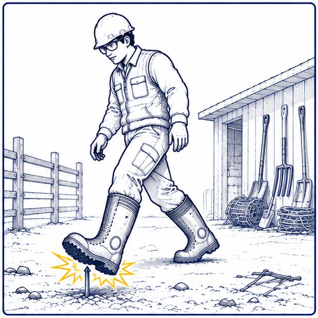 Puncture Protection for Farming Wellington Boots Puncture-resistant Wellington boots for sharp objects in agricultural work