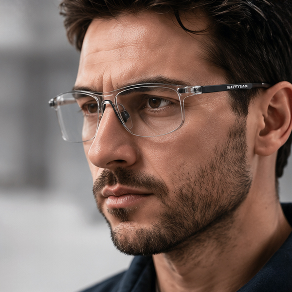 Prescription glasses user with exposed side gaps around the eyes