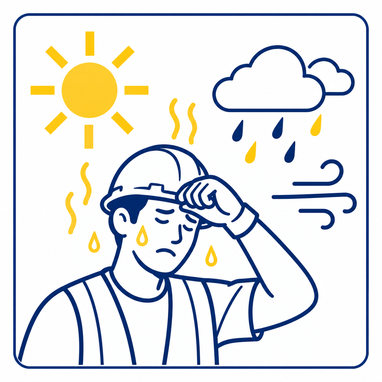 Outdoor Work Exposure Outdoor electrical workers exposed to sun rain and changing weather