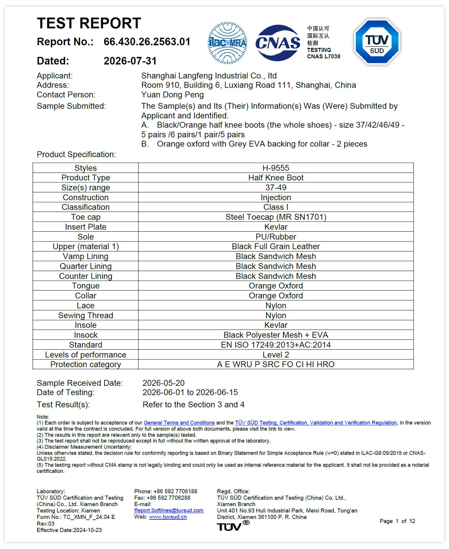 SAFETOE Chainsaw Protective Boots EU Type Examination Certificate EU Type Examination certificate for SAFETOE chainsaw protective safety boots for forestry work