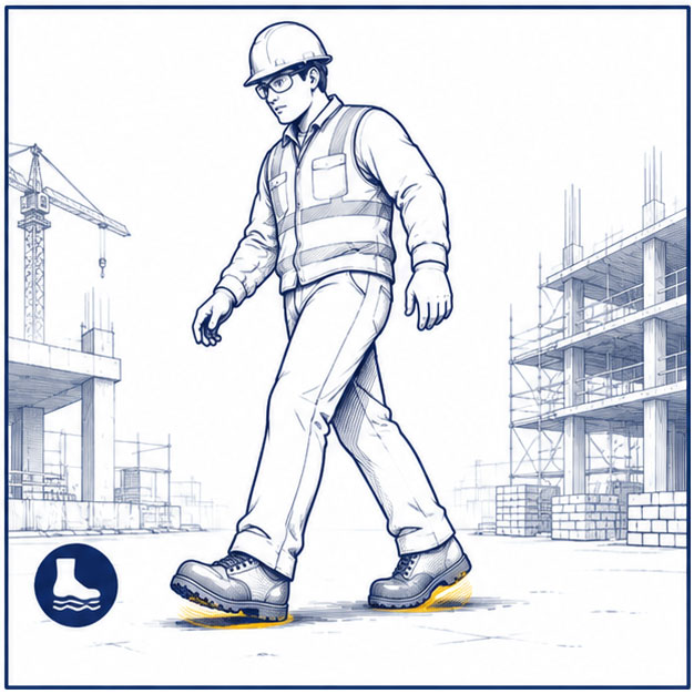 Foot Fatigue During Long Construction Work Shifts Construction worker experiencing foot fatigue during long working hours