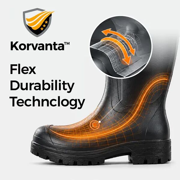 Flex Durability for Mining Wellington Boots Korvanta flex durability technology for heavy-duty mining Wellington boots