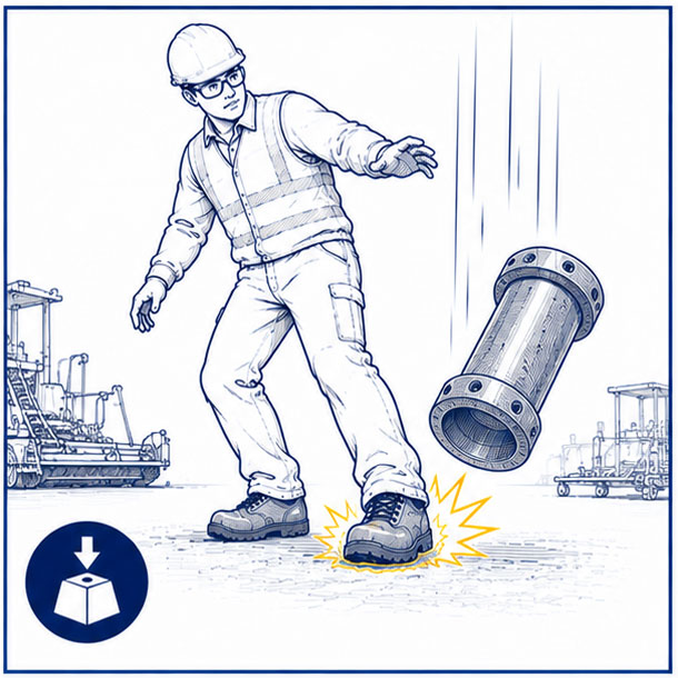 Falling Object Hazards in Asphalt Paving Falling object impact hazards for workers during asphalt paving and roadwork