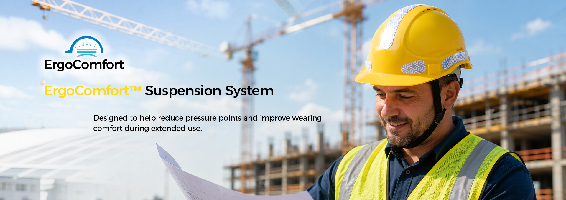 ErgoComfort™ uses ergonomic support and pressure-distribution design to reduce localized pressure, improve helmet balance and support lasting comfort during extended wear. ErgoComfort™ Helmet Comfort System