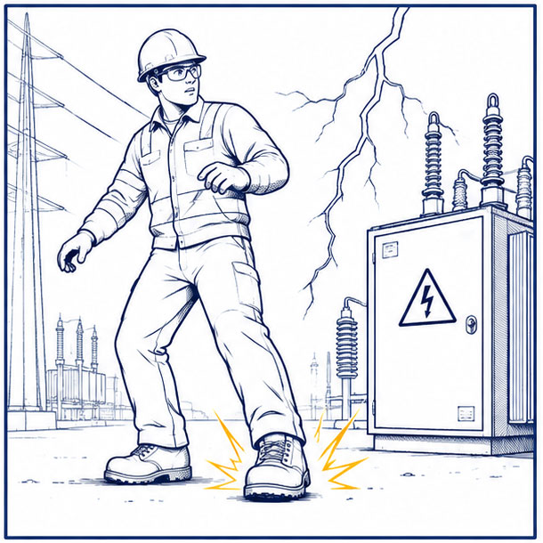 Electrical Hazards in Electrical Work Environments Electrical shock hazards for workers around energized equipment requiring EH safety footwear