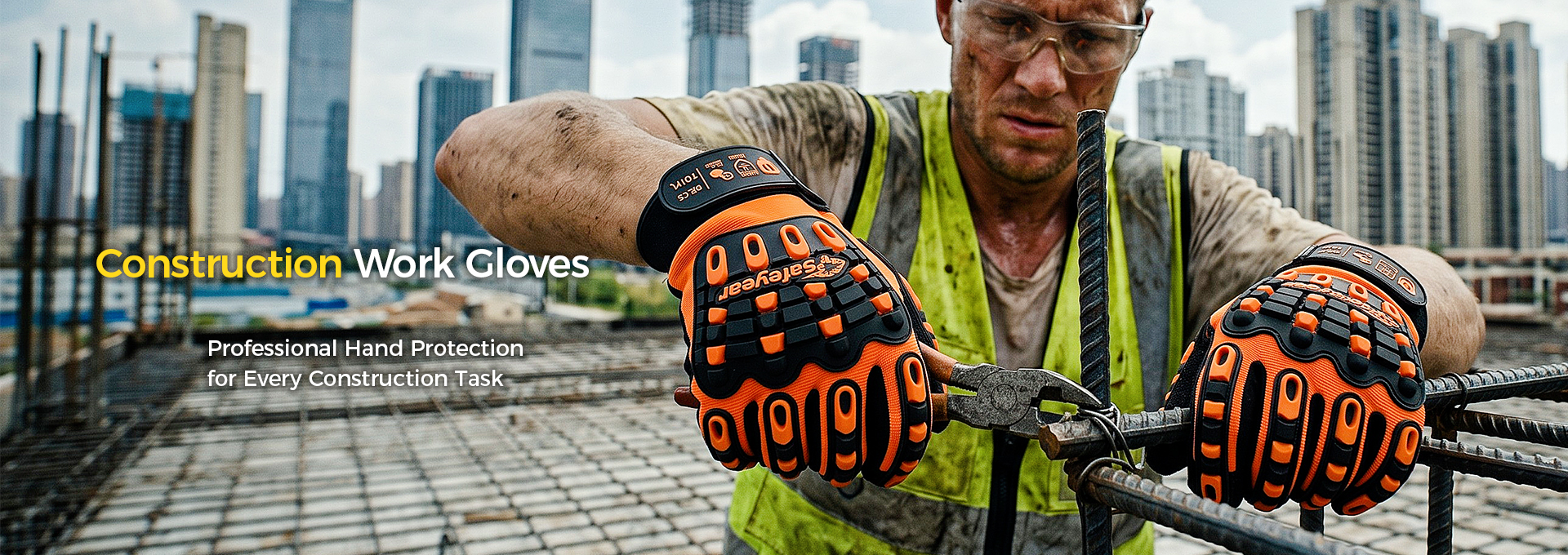 Construction work gloves providing impact protection and hand safety for construction workers Construction Work Gloves for Professional Hand Protection