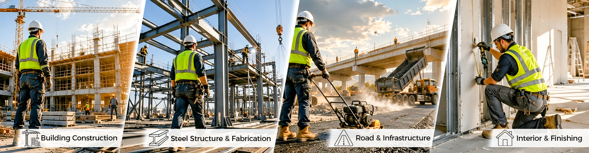 Safety Footwear for Construction Working Environments Construction working environments including building construction steel structures road infrastructure and interior finishing