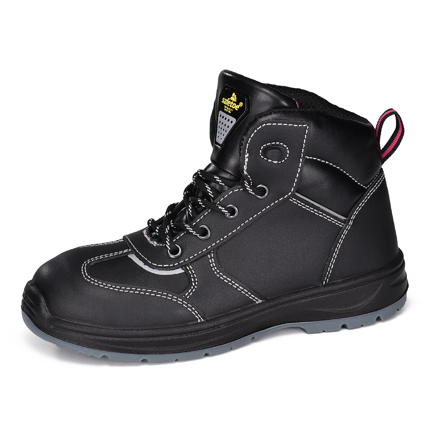 Waterproof Leather Black Safety Work Boots for Women Construction | M-8516W GraceShield