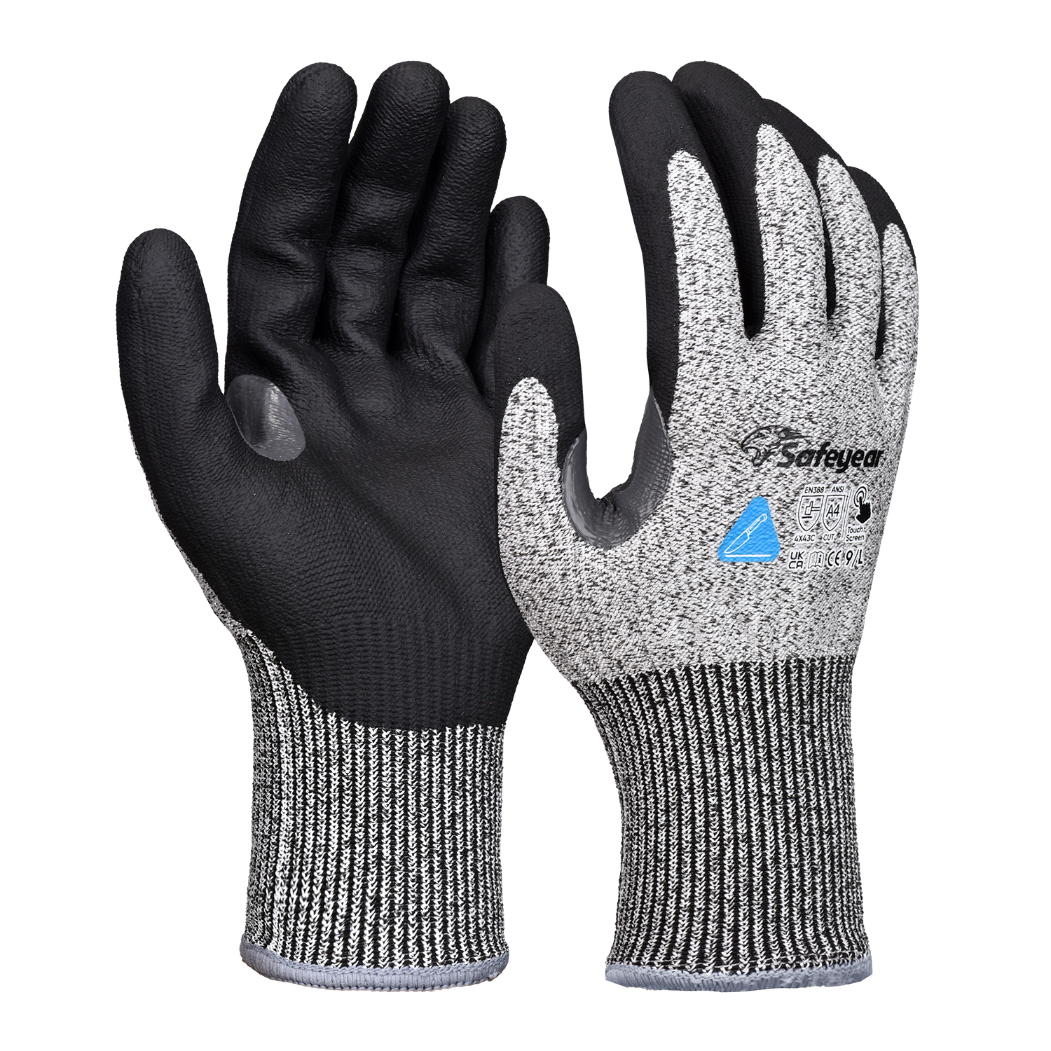 Construction Work Gloves Cut Resistant  Safety Work Gloves PD8045 Black