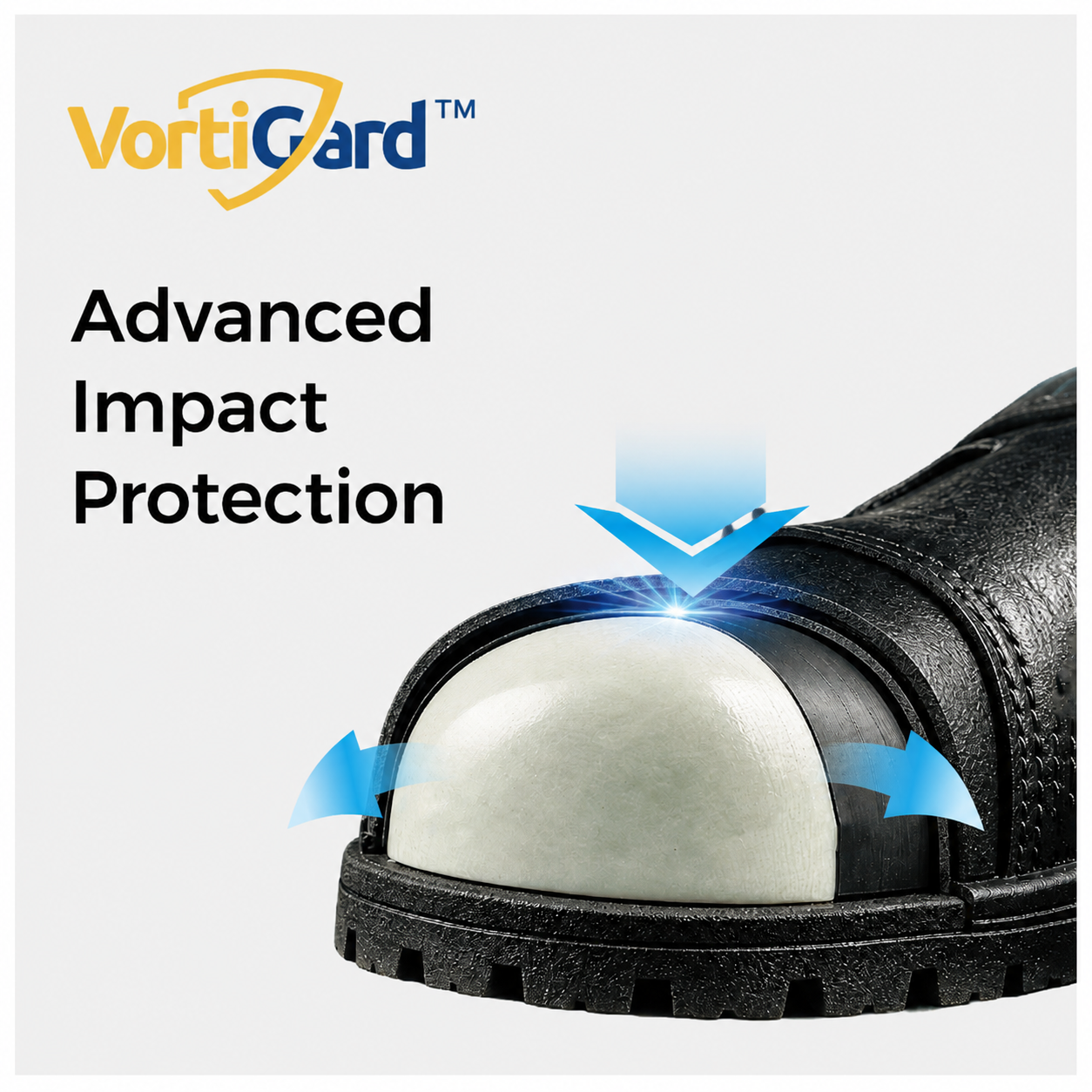 VortiGard protective toe cap for winter safety footwear in hazardous outdoor work environments