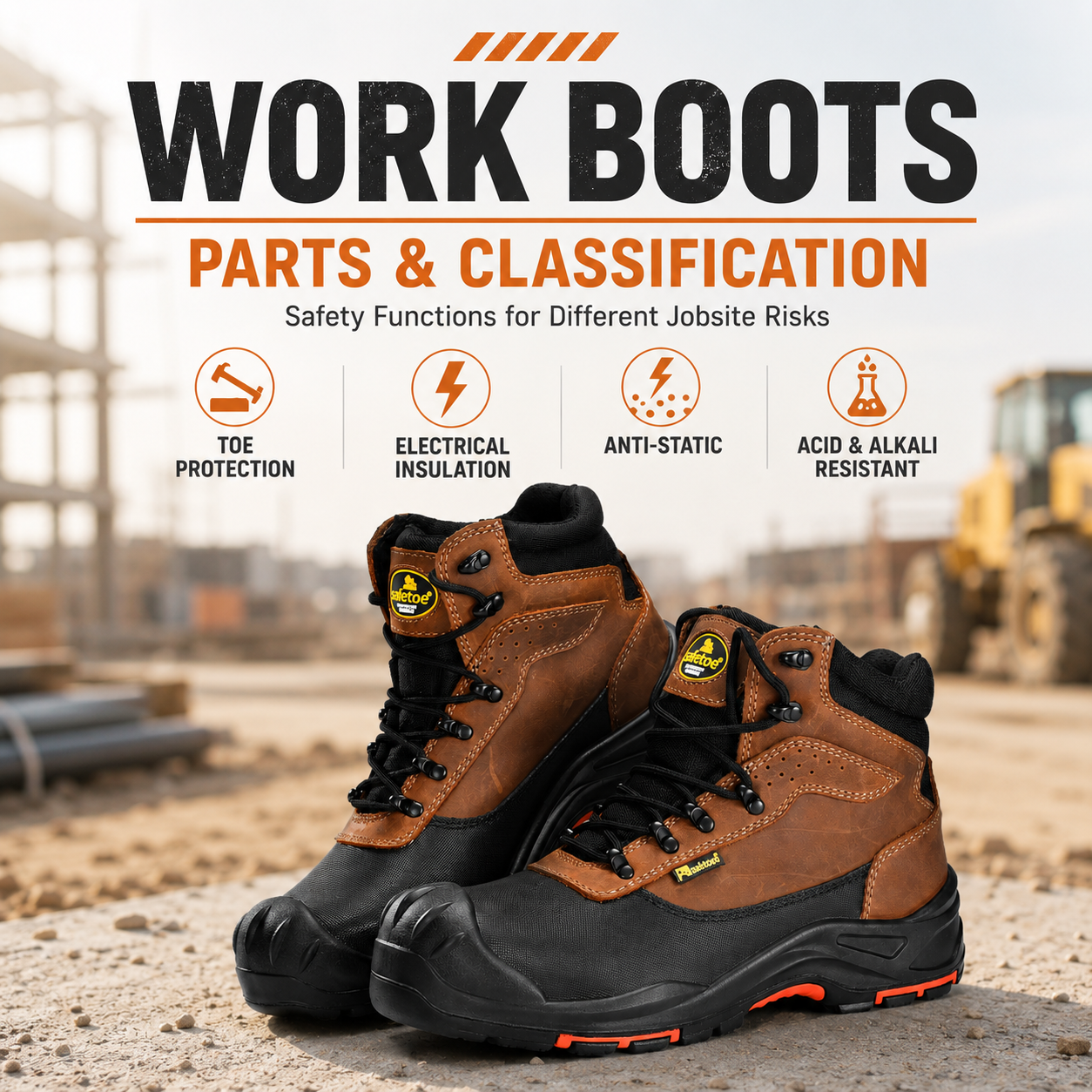 Parts and classification of work boots