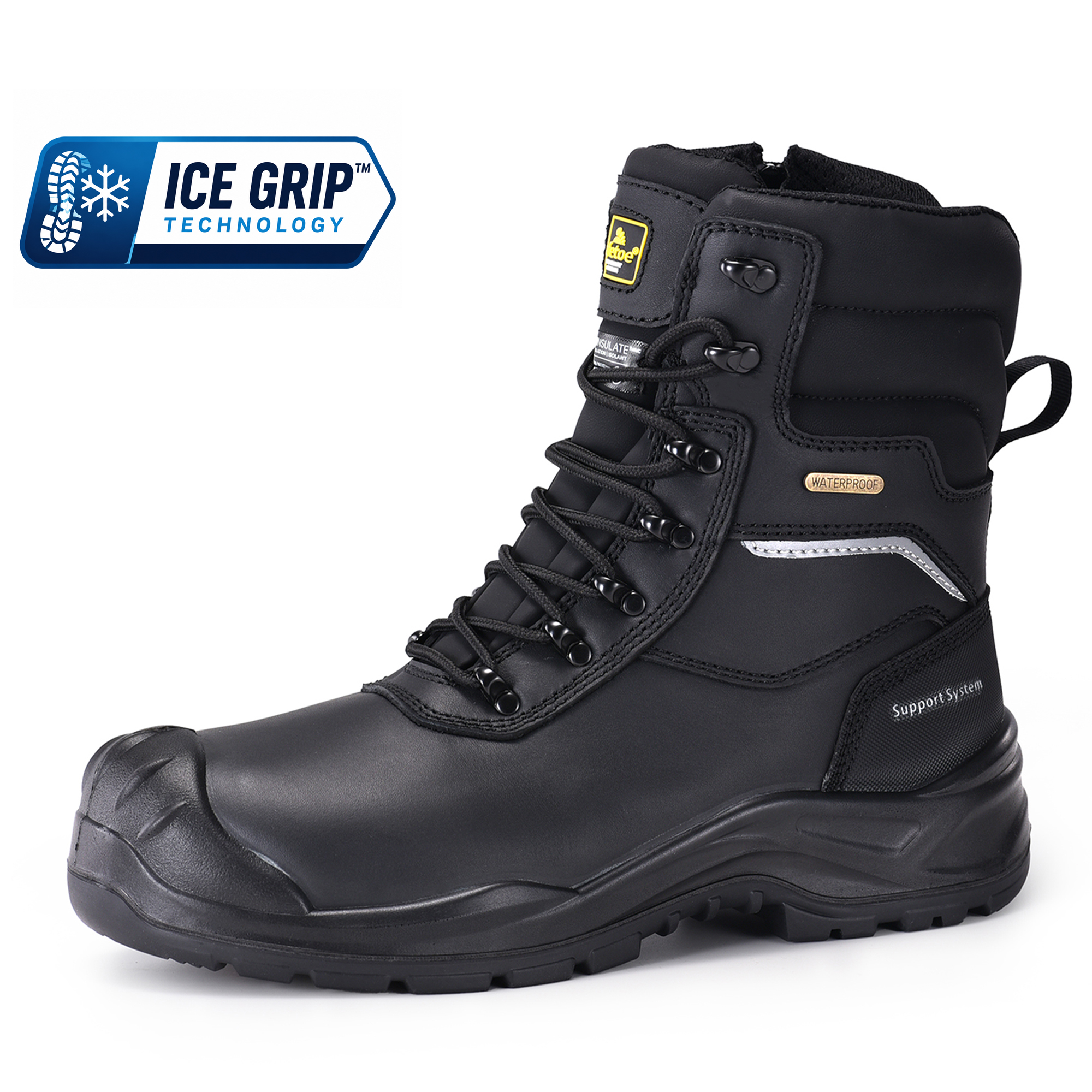 H-9552 IceGrip extreme cold safety boots with 400g insulation, waterproof zip and ice traction outsole
