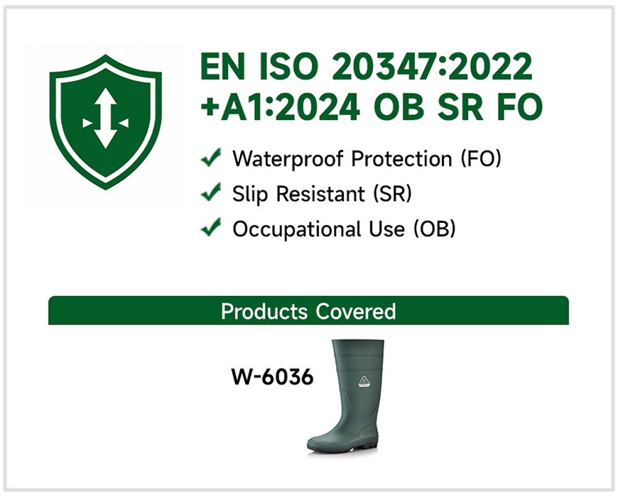 Safety boots certified to EN ISO 20347:2022 standards