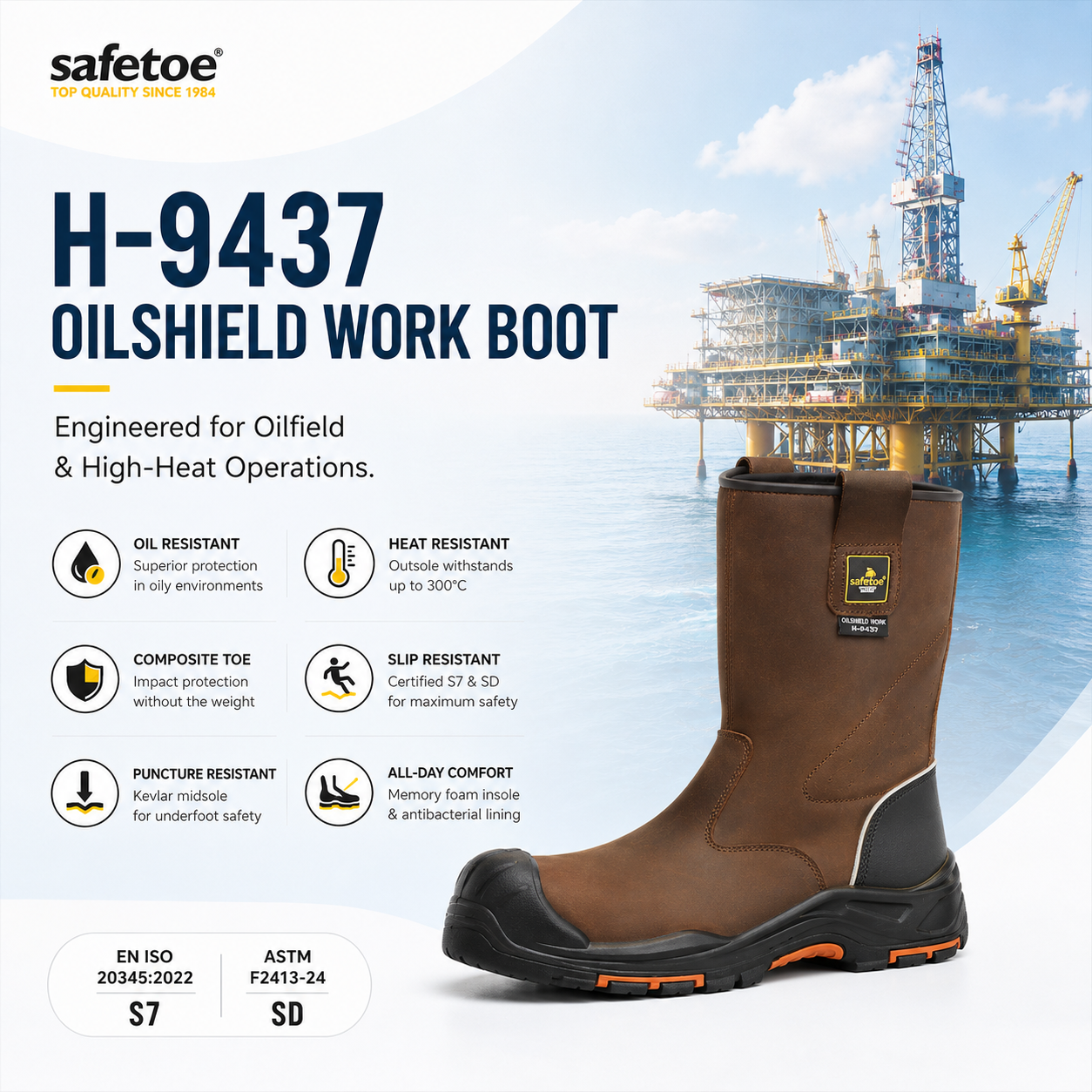 H-9437 OilShield Work Boots | All-Round Protection for Extreme Oil & High-Temperature Work