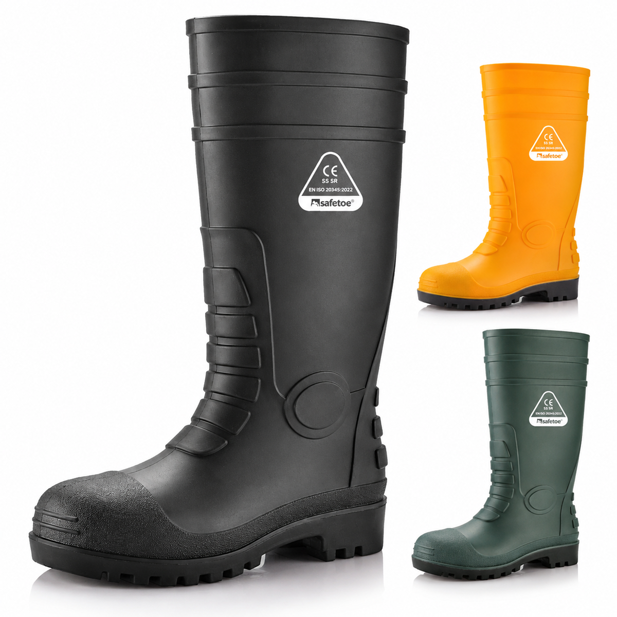 Safetoe W-6038 S5 safety wellington boots with waterproof PVC upper and steel toe protection
