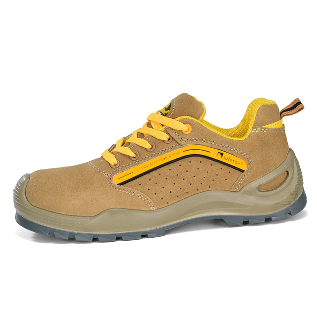 L-7296 brown cow suede S1P safety shoes with steel toe protection