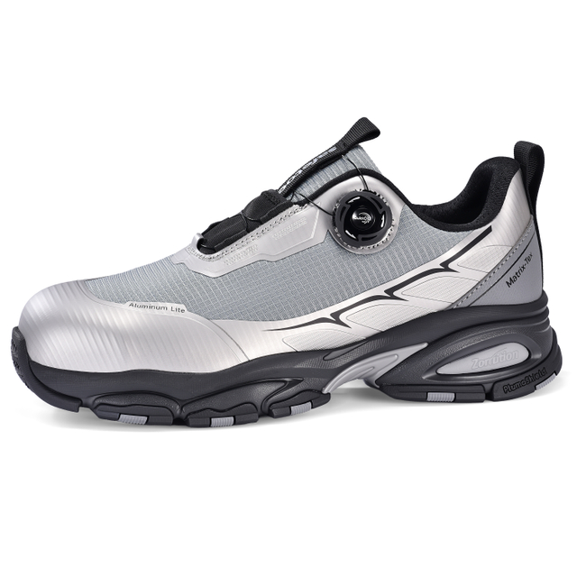 Sports Design QuickDial Safety Shoes, S1P Aluminum Toe & Anti-Slip for Logistics Workers L-7601 Grey