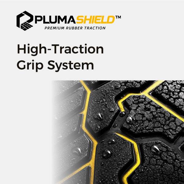 PlumaShield™ outsole traction technology for slip resistant safety footwear