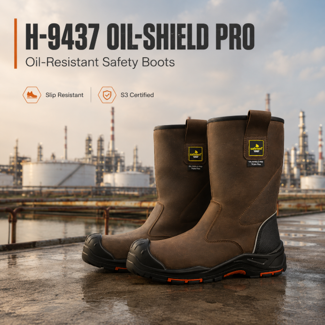 Many Workers Solved The Problem by Switching To H-9437 Oil-Shield Pro Safety Boots
