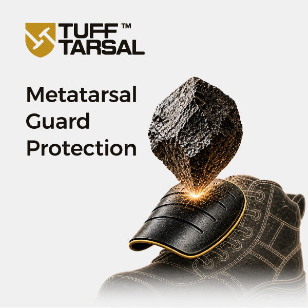 TuffTarsal™ external metatarsal guard protecting the foot and instep from heavy impact hazards