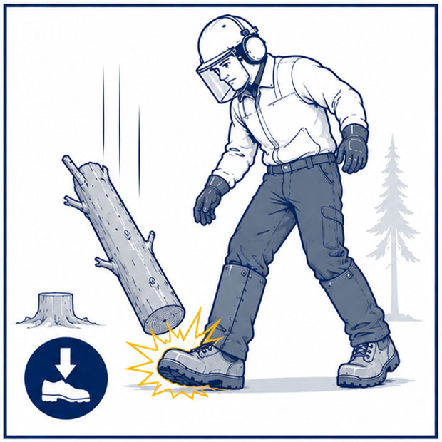 Falling timber and branch impact hazards for forestry and logging workers