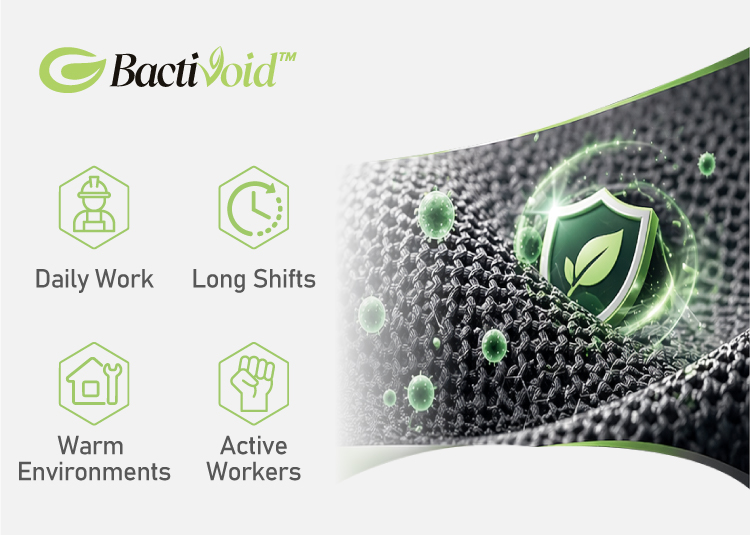 BactiVoid™ breathable antibacterial lining fabric for odor control and long-lasting footwear comfort