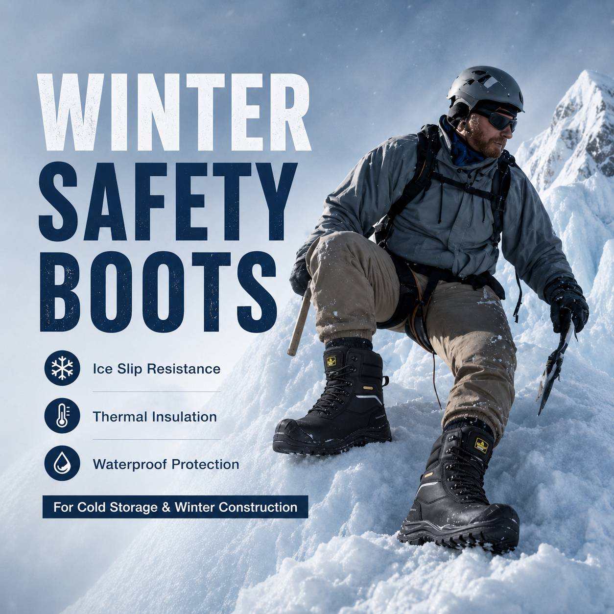 Ice Slip-Resistant Safety Boots: Safetoe H-9552 IceGrip for Cold Storage and Winter Work