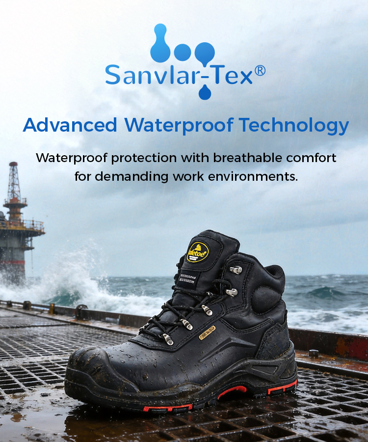 Sanvlar-Tex™ waterproof membrane technology for breathable safety boots