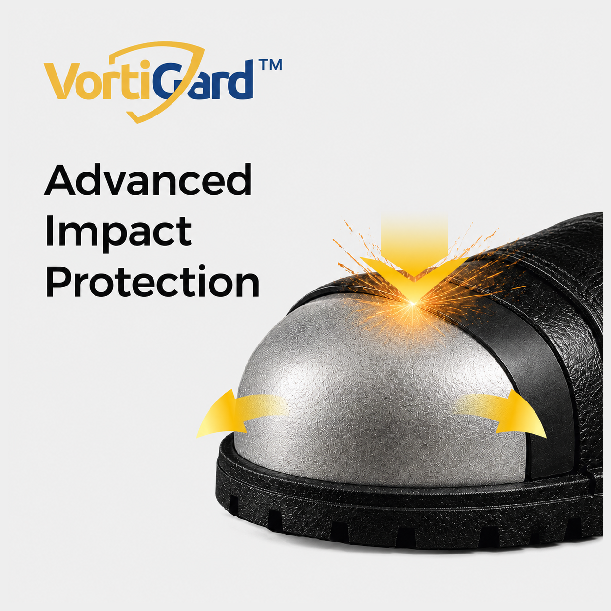 VortiGard impact protection for warehouse safety footwear against falling packages and material handling hazards