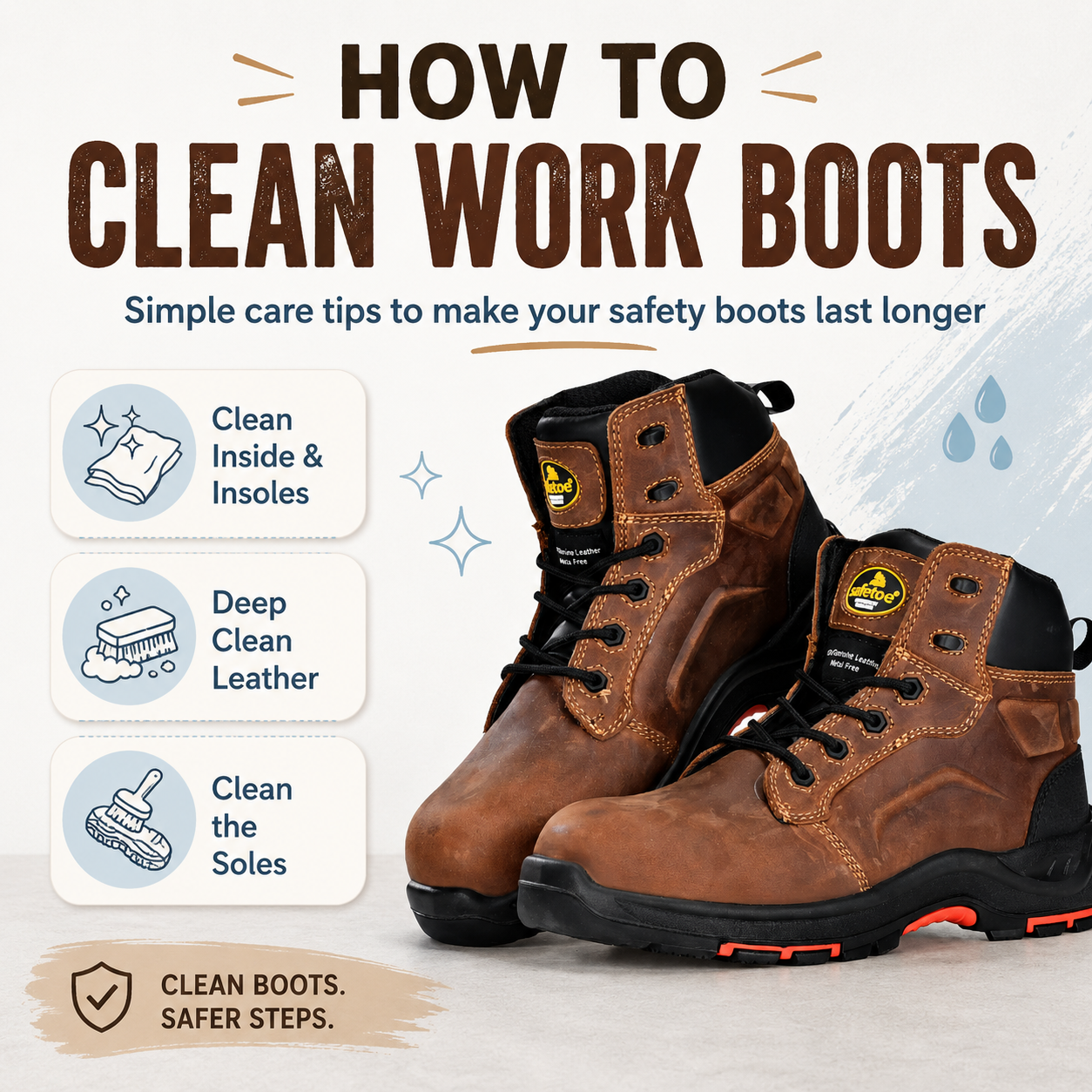 How do you clean work boots?